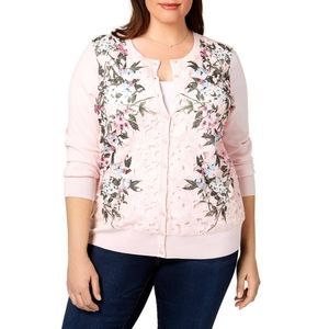 NWT Charter Club Womens Floral Pink, Size XL Cardigan
